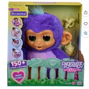 Fingerlings Care n Cuddles Interactive Baby Monkey, Sunny - Purple NEW
